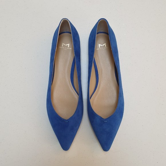 Marc Fisher Royal Blue Suede Pointed Toe Flats Size 8.5 Like Brand New - Picture 2 of 15